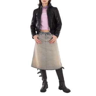 Balenciaga Ladies Black Layered-Detail Racer Leather Jacket, Brand Size 38 (US Size 4)