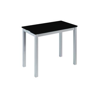 Pondecor Interiorismo Mesa de cocina extensible leiria cristal negro y patas metal