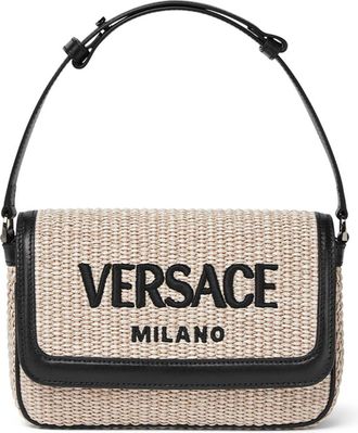 Versace Milano raffia cross body bag - men - Fabric/Calf Leather - One Size - Neutrals