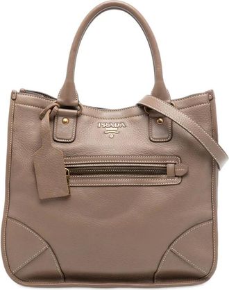 Prada Pre-owned Handbags, female, Brown, Size: ONE SIZE Pre-owned Leather Handbag