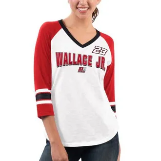 G-III 4Her by Carl Banks Womens G-III 4Her by Carl Banks White/Red Bubba Wallace Top Team V-Neck 3/4 Sleeve T-Shirt at Nordstrom, Size Large