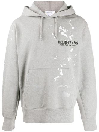 Helmut Lang logo drawstring hoodie - Green