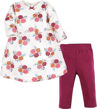 Hudson Baby Quilted Cotton Dress and Leggings in Autumn Rose at Nordstrom, Size 18-24M