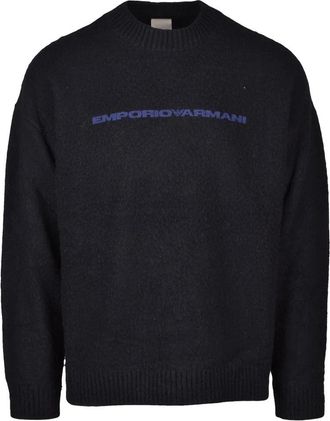Emporio Armani Black Wool Sweatshirt with Crewneck