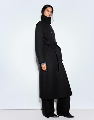 Bershka cappotto effetto feltro con bottoni nero