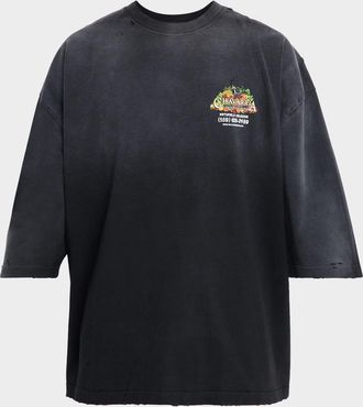 Willy Chavarria Mens Chavarria Fresh Distressed Oversized T-Shirt