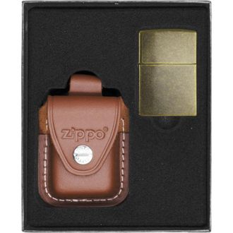 OEM Encendedor Zippo De Lat&oacute;n Antiguo, Set De Regalo N.&ordm; 4