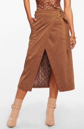 Ramy Brook Delphia Faux Suede Wrap Skirt in Saddle at Nordstrom Rack, Size 8