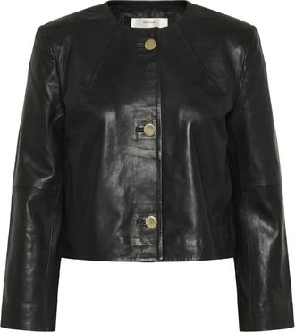 Inwear Beluka IW Leren Bomberjack - Dames - Leren en Su&egrave;de Jassen - Zwart - L - Leer - Jassen