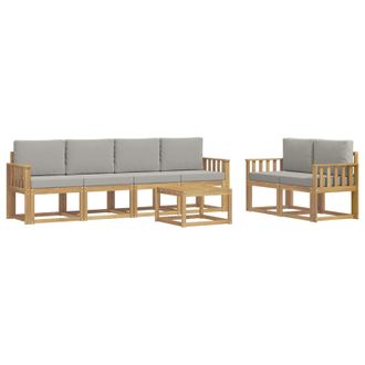 vidaXL Conjunto De Sof&aacute;s De Exterior 7 Pcs Blanco Y Gris Claro Vidaxl