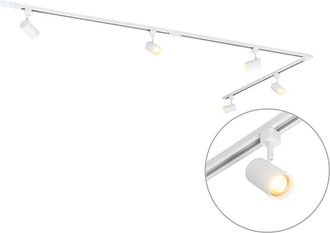 QAZQA Moderno Sistema De Riel Moderno Blanco Monof&aacute;sico Con 5 Focos - Iconic Jeana Aluminio /acero /pl&aacute;stico Alargada Adecuado Para Led Max. 5 X 50 Watt - Q