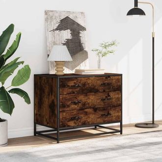 Berkfield Home Elegant Drawer Cabinet Smoked Oak 70x41x56 cm Engineered Wood in Brown | Size: 70 x 41 x 56 cm