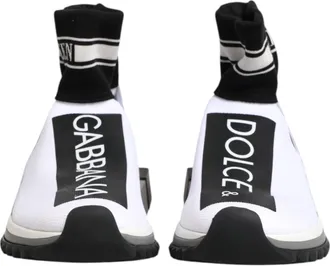Dolce & Gabbana White Black Sorrento Socks Sneakers Womens Shoes