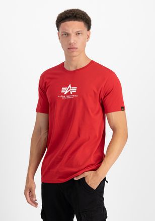 Alpha Industries T-Shirt ALPHA INDUSTRIES Basic T-Shirt ML, Herren, Gr. L, rot (speed rot, wei&szlig;), Obermaterial: 100% Baumwolle, Shirts T-Shirt