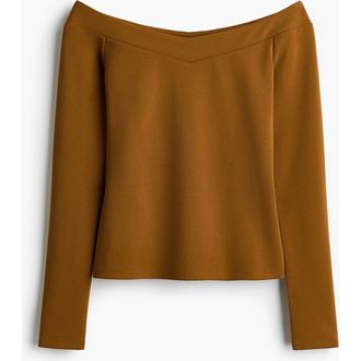 H&M Off-the-shoulder Top in Light Brown at Nordstrom, Size Xx-Large