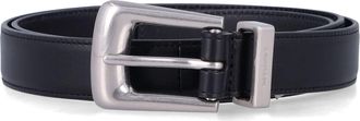 Saint Laurent Folk Smooth Leather Belt