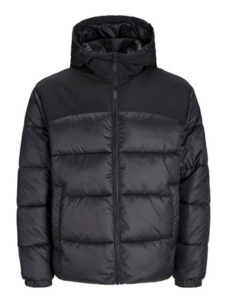 Jack & Jones Plus Size Mens Jjmoon Hood Puffer Pls Jacket, Black, 4XL