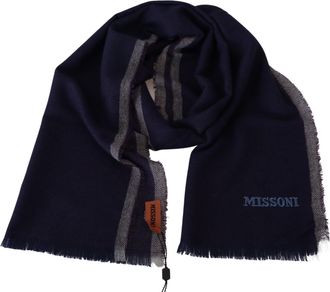 Missoni Mens Multicolor Striped Wool Unisex Wrap Fringes Scarf
