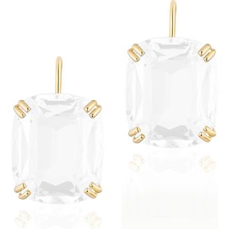 Goshwara Gossip Cushion Cut Stone Drop Earrings in White at Nordstrom