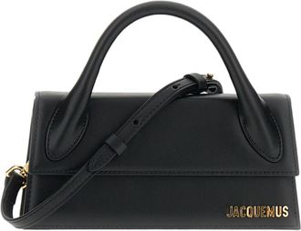 Jacquemus Elongated Leather Top-Handle Bag with Gold Accents
