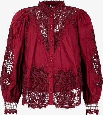 Farm Rio Voile-Bluse mit Kl&ouml;ppelspitze Berry Garden