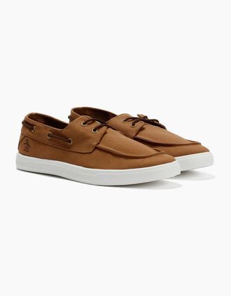 Original Penguin Mens Penguin Sailor Canvas Mens Tan Lace-Up Shoes - Brown - Size: 10