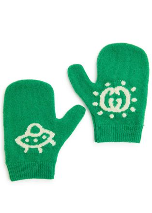 Gucci Kids GG and Ufo-intarsia Wool Gloves - Green