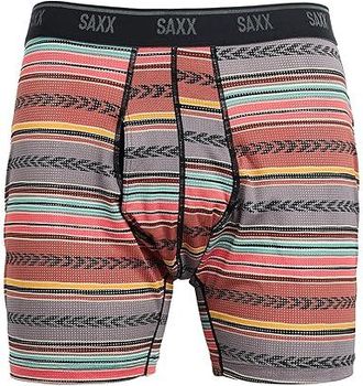 Saxx Underwear Quest Quick-dry Mesh Boxer Brief Fly Mens Underwear Globetrekker Stripe/Multi : 2XL, Elastane/Mesh/Nylon