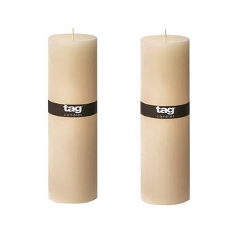 Tag Ivory Pillar Wax Candle Set of 2 Unscented Long Burning in Beige at Nordstrom