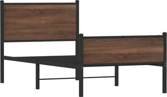 vidaXL Estructura de cama sin colchón metal marrón roble 75x190 cm Vidaxl
