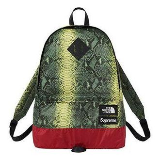 SUPREME x The North Face Snakeskin Lightweight Day Backpack Green Yellow SUP-SS18-389