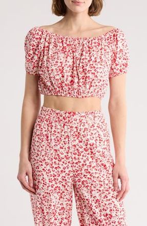 Hurley Carefree Off the Shoulder Crop Top in Rococco Red at Nordstrom Rack, Size X-Large