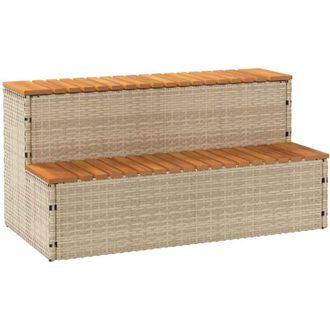 vidaXL Bordo per Vasca Idromassaggio Beige Polyrattan&Massello Acacia - Vidaxl