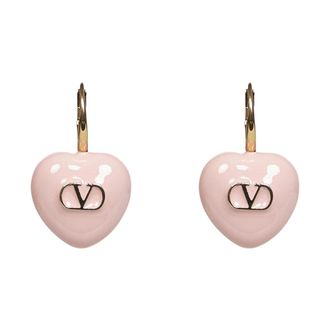 Valentino Garavani Coeur Royal Metal and Enamel Oorbellen - Dames - Oorbellen - Roze - ONE Size - Accessoires