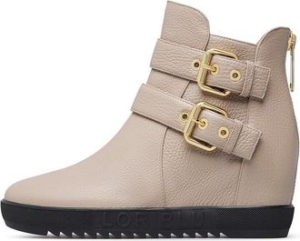 Loriblu Inner Platform Sneakers - Dames - Sleehakken - Beige - 39 EU - Leer - Schoenen