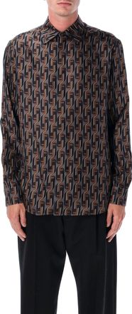 Fendi Bruine Fendinity Gedrukte Zijden Overhemd