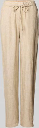 M.A.C Straight Leg Leinenhose mit Bindeg&uuml;rtel Modell Chiara in Beige, Gr&ouml;&szlig;e 38/30