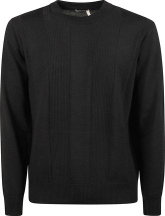 Altea Vertical Ribbed Virgin Wool Crew Neck Sweater
