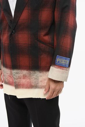 Maison Margiela MM1 Blazer a Un Bottone in Cotone Effettoo Sfumato con Tasche ad Aletta Maison Margiela
