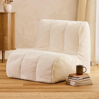 Icon Brand Swoop Boucle Accent Chair Bean Bag in Cream