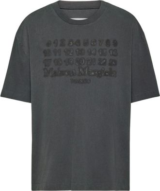 Maison Margiela Tops, Dames, Grijs, S, Katoen, T-shirt met cijferprint