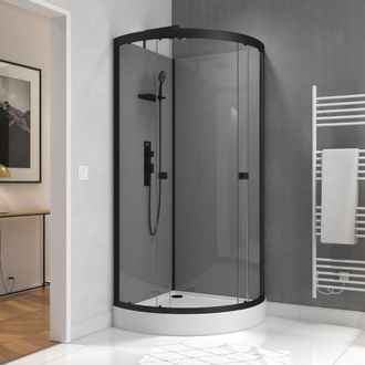 Aurlane Cabina De Ducha 90x90x215 Cm - Gris Perfili Negro Mate - Foggy