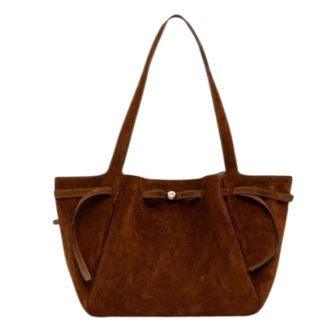 Tory Burch Romy Suede Tote - Dames - Shoppers - Bruin - ONE Size - Su&egrave;de - Tassen