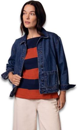 Celtic & Co. Boxy Patch Pocket Denim Jacket in Indigo Rinse Wash at Nordstrom, Size 12