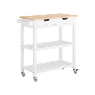 SoBuy Carro de almacenamiento con 2 cajones y 2 estantes mdf blanco