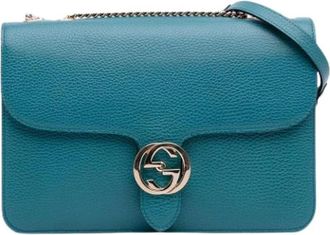 Gucci Pre-owned Cross Body Bags, female, Blue, Size: ONE SIZE Pre-owned Leather Crossbody Bag
