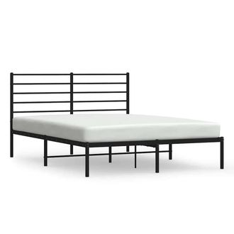 Berkfield Home Metal Bed Frame with Headboard Black 140x200 cm