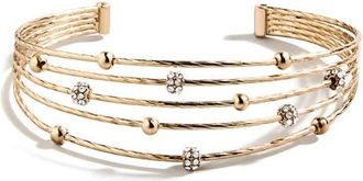 BaubleBar Beatrix Layered Cuff Bracelet in Gold/Clear at Nordstrom