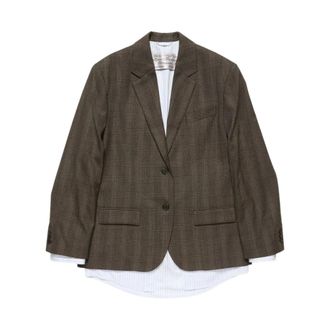Acne Studios Chaqueta de traje de lana en capas - Jackets - Mujer - Marr&oacute;n - 2XS