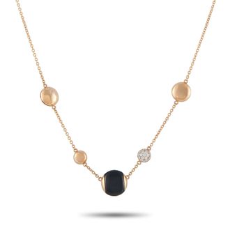 Roberto Coin 18K Rose Gold Diamond and Onyx Necklace RC34-050526